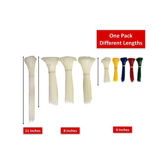Assorted Cable Zip Tie Kits - Multicolored & Multi-Length