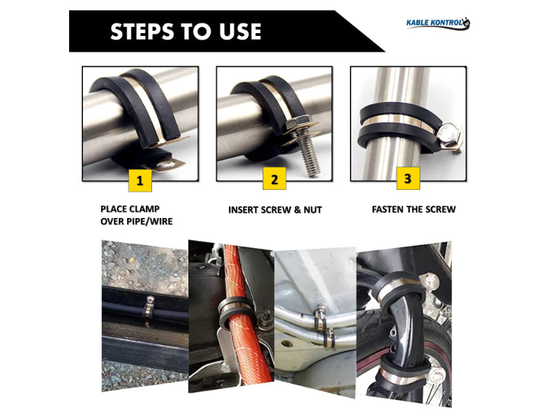 Steel Cable Clamps - Zinc Plated & Rubber Insulated