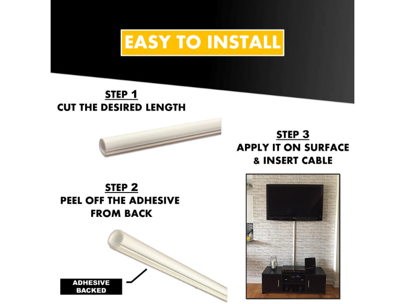 TV Wall Cord Cover Rounded Cable Raceway Kits