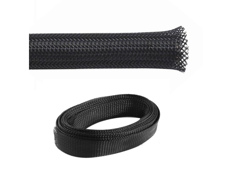 Expandable PET Braided Cable Sleeving - Black
