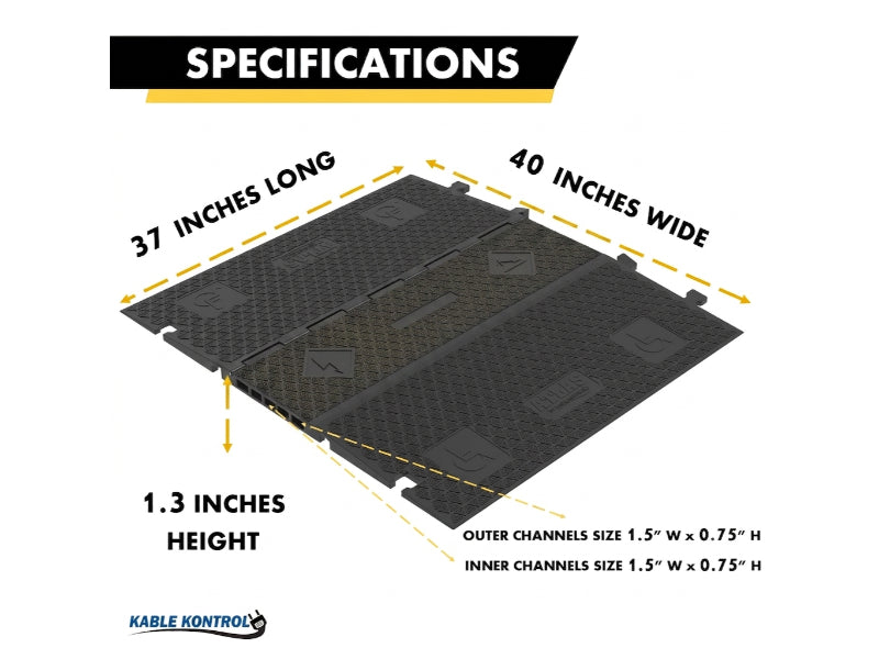 ATLAS® ADA Low Profile Cable Protector Ramp - 5 Channels - CP-ADA-5CH-BB