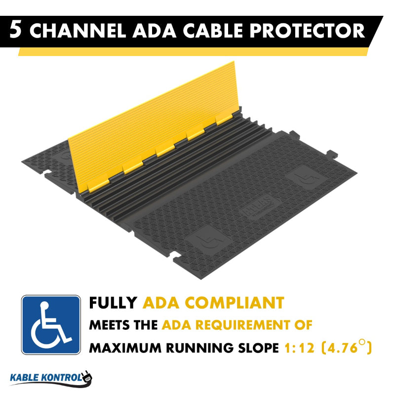 ATLAS® ADA Low Profile Cable Protector Ramp - 5 Channels - CP-ADA-5CH-YB