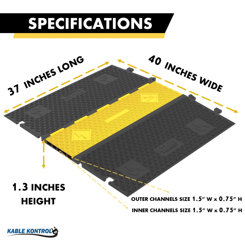 ATLAS® ADA Low Profile Cable Protector Ramp - 5 Channels - CP-ADA-5CH-YB