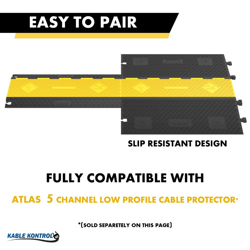 ATLAS® ADA Low Profile Cable Protector Ramp - 5 Channels - CP-ADA-5CH-YB