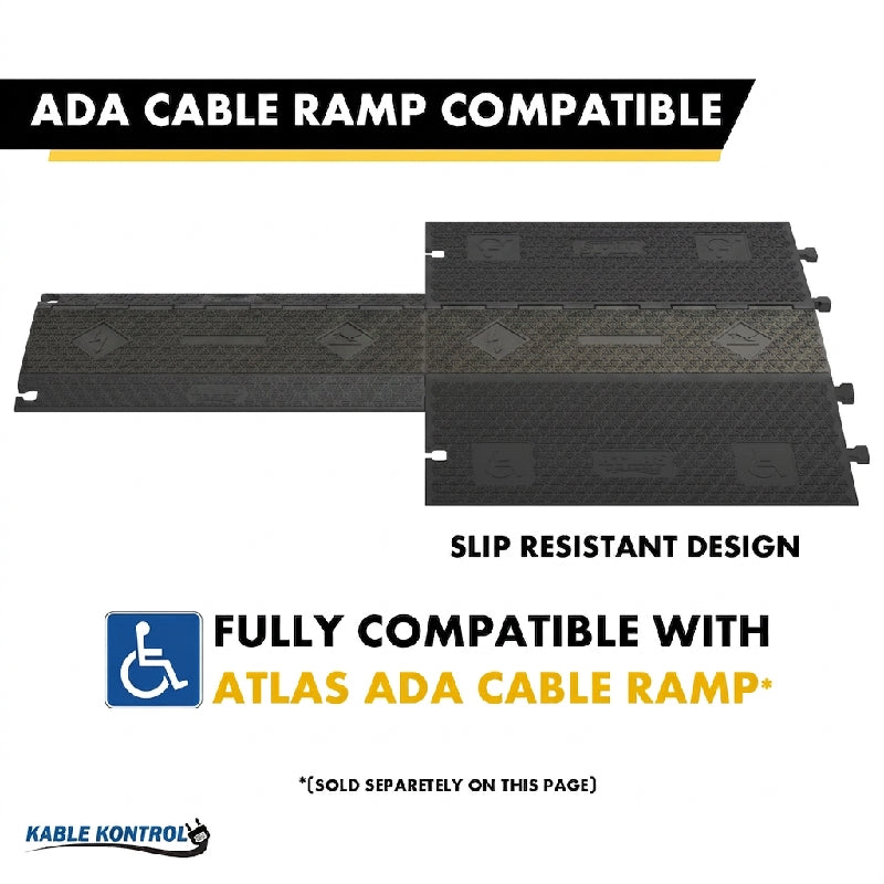 ATLAS® Low Profile Cable Protector Ramp - 5 Channels - CP9983-LP-BK