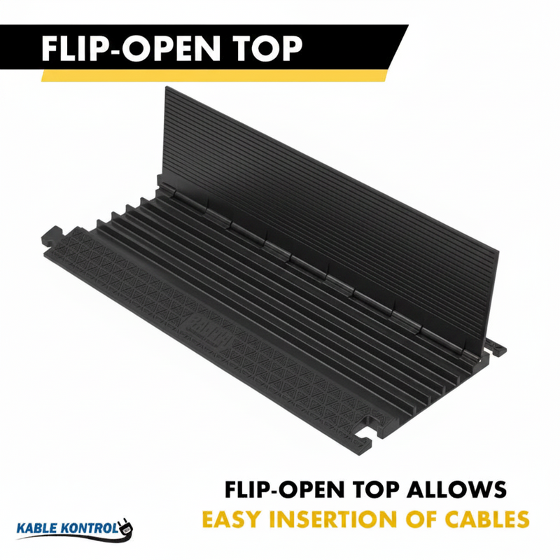 ATLAS® Low Profile Cable Protector Ramp - 5 Channels - CP9983-LP-BK