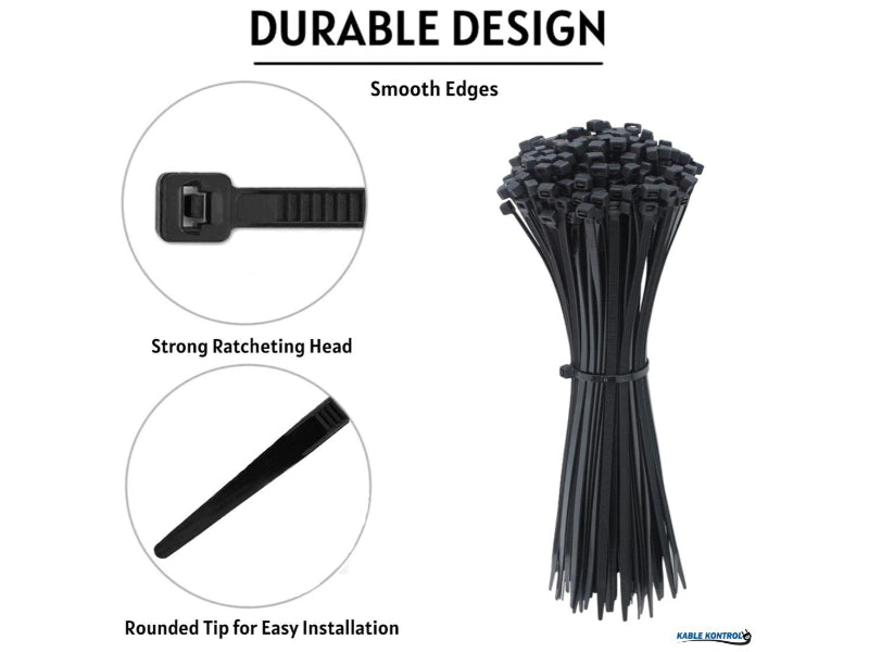 Black Zip Ties - 5.5" Inch Long - UV Resistant Nylon - 18 Lbs Tensile Strength - 1000 pc Pack