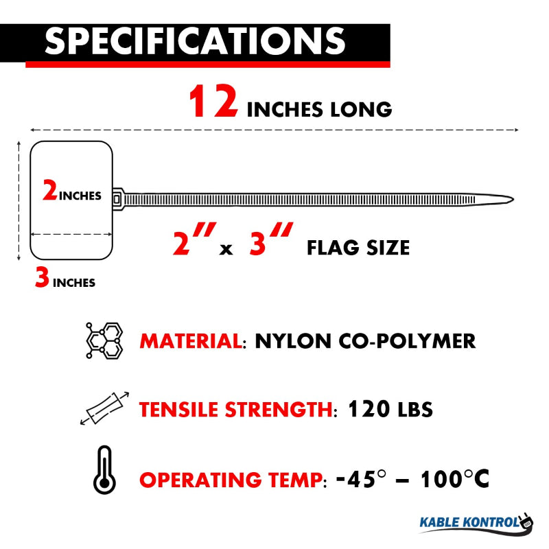 Large ID Flag Cable Zip Ties