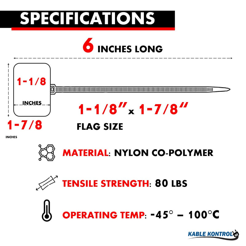 Large ID Flag Cable Zip Ties