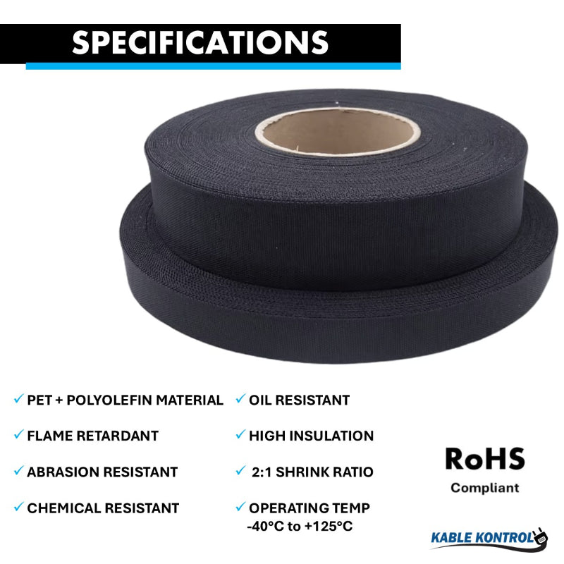 Abrasion Resistant Heat Shrink Tubing - Woven Polyester Fabric - 2:1 Ratio