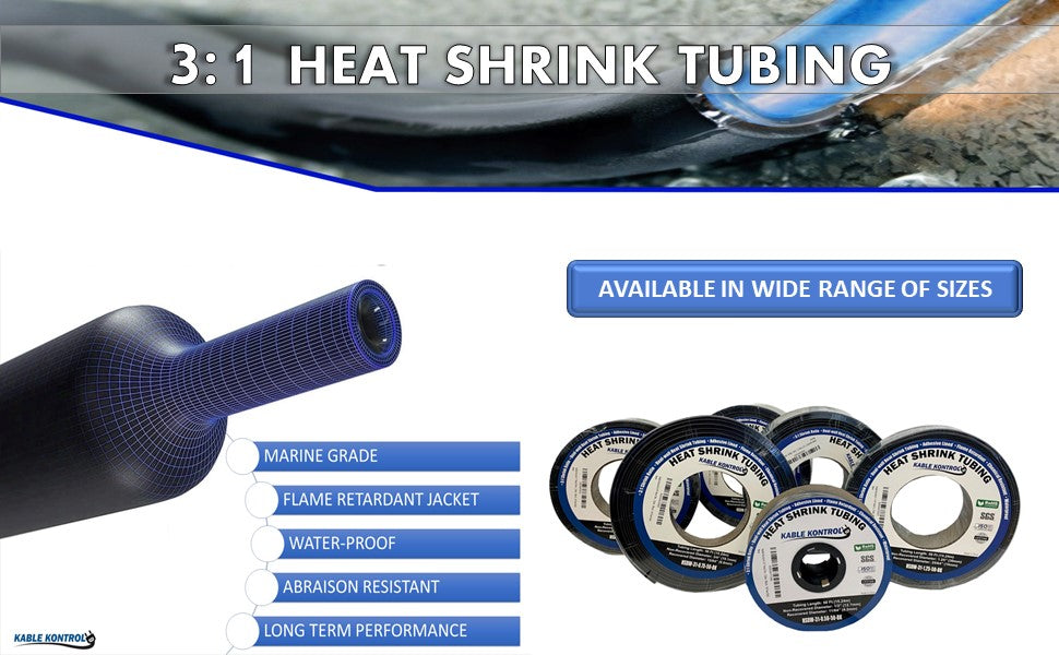 Adhesive Lined Heat Shrink Tubing - 3:1 Ratio - 1-1/4" ID - 50' Long - Black