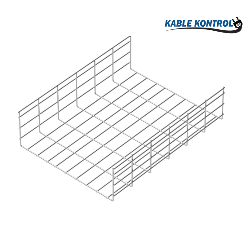 Wire Mesh Cable Tray Straight Section - Electro-Zinc Plated Steel - 18" W x 4" D x 5' L - Chrome Finish