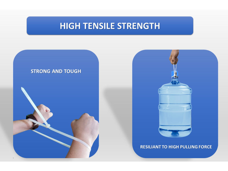Clear Zip Ties - 11" Inch Long - Natural Nylon - 50 Lbs Tensile Strength - 100 pc