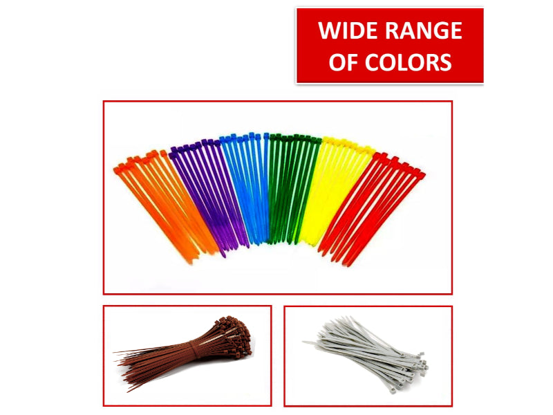 Zip Ties - 8" Long - 100 Pc Pk - Red color - Nylon - 50 Lbs Tensile Strength