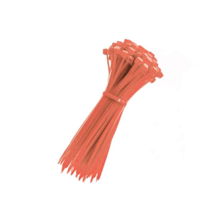 Zip Ties - 14" Long - 100 Pc Pk - Orange color - Nylon - 50 Lbs Tensile Strength