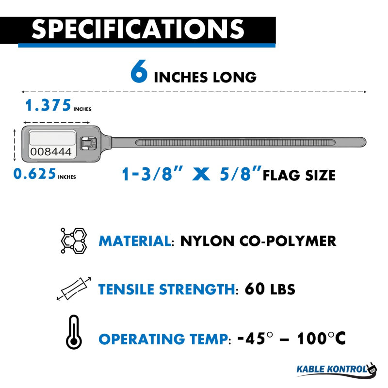 Serialized Flag Write-On Identification Cable Ties