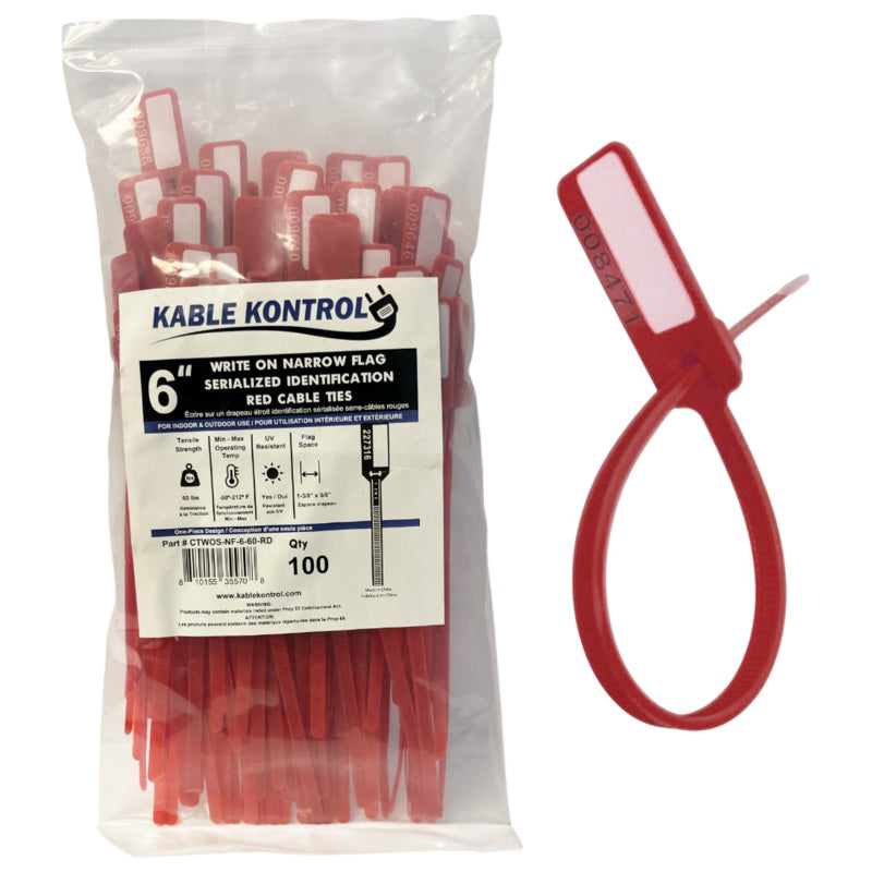 Serialized Flag Write-On Identification Cable Ties
