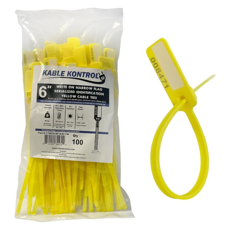 Serialized Flag Write-On Identification Cable Ties