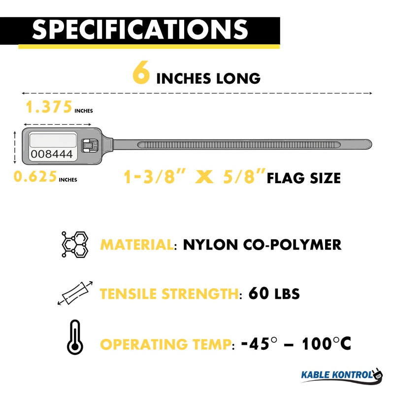 Serialized Flag Write-On Identification Cable Ties