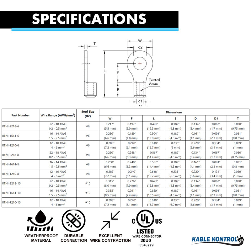 Non Insulated Ring Wire Terminal - Electrical Connector