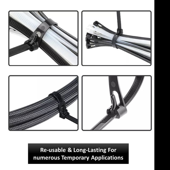 Releasable Reusable Zip Ties - 14" Long - 50 Lbs Tensile Strength - 100 pack - Natural