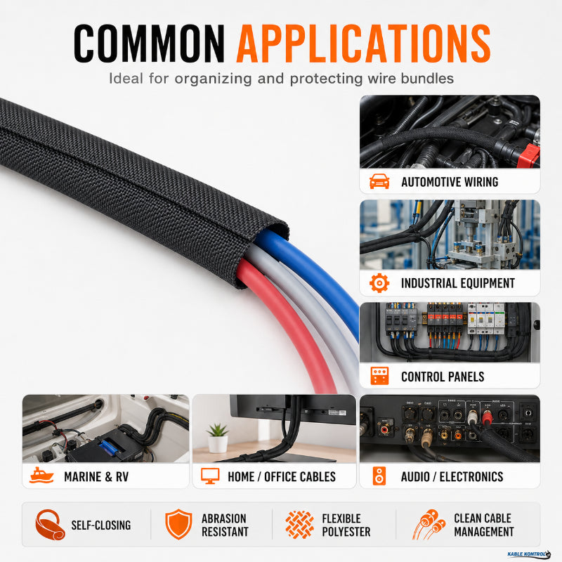 Self-Closing Woven Wrap Braided Cable Sleeving