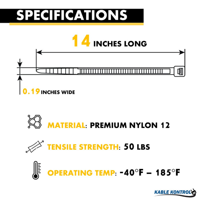 Nylon 12 Solar & Weather Resistant Cable Zip Ties