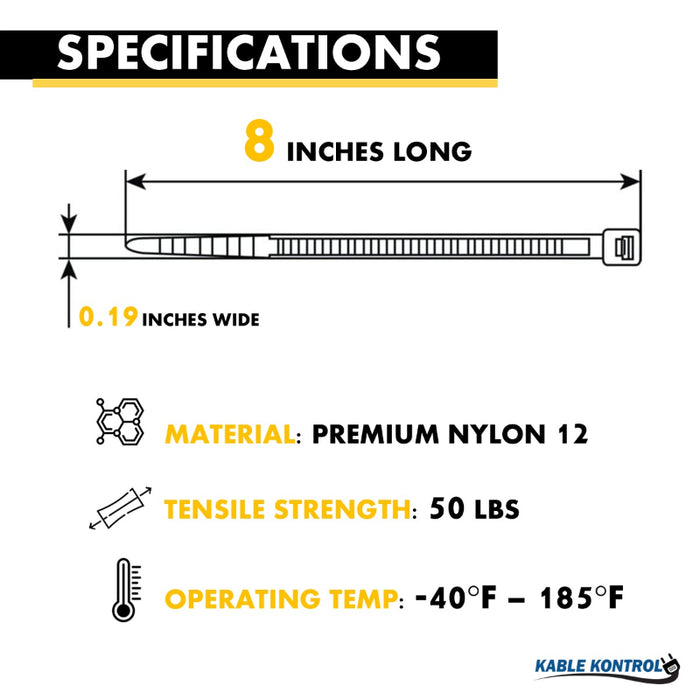 Nylon 12 Solar & Weather Resistant Cable Zip Ties