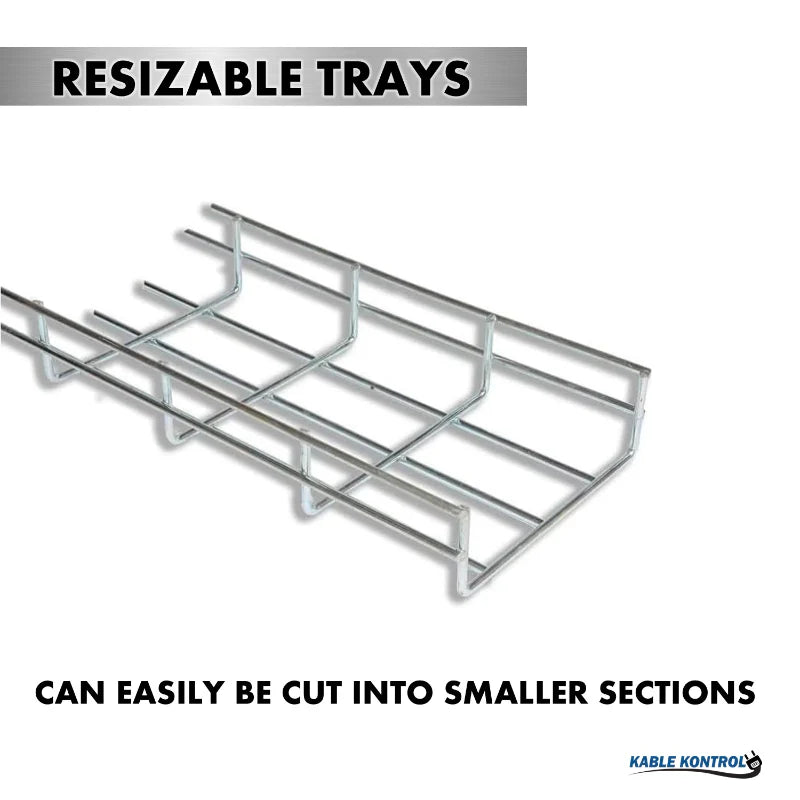 Wire Mesh Cable Tray Straight Section - 304 Stainless Steel - 8" W x 120" L x 4" H