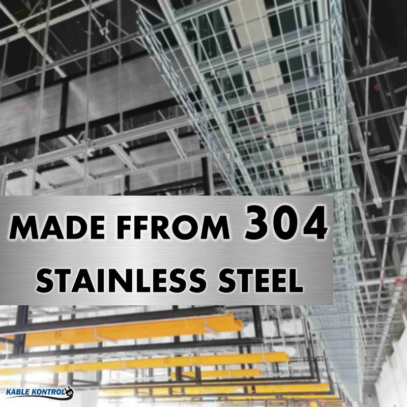 Wire Mesh Cable Tray Straight Section - 304 Stainless Steel - 8" W x 120" L x 4" H