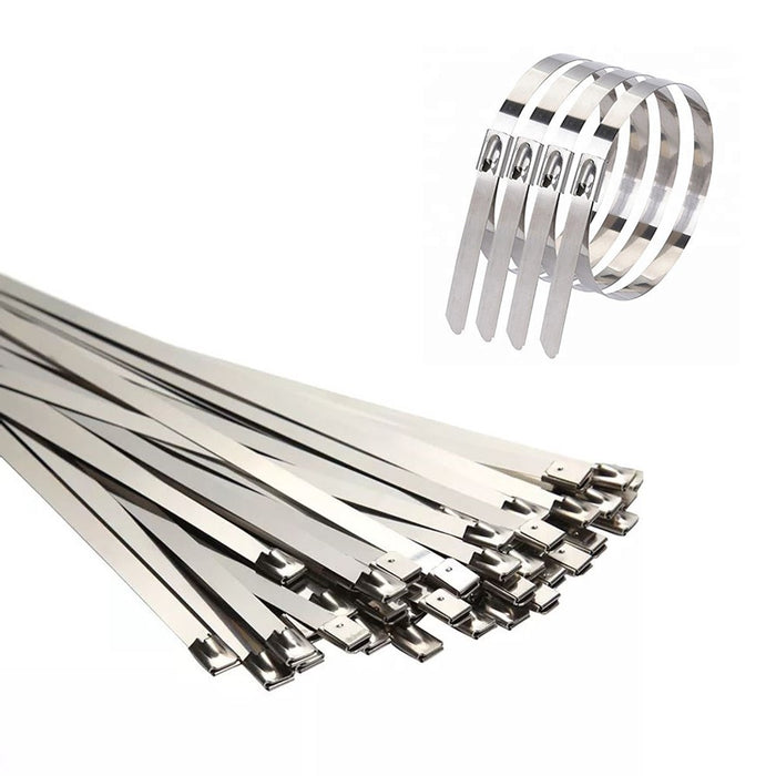 Stainless Steel Metal Zip Ties - 21" Long - 200 Lbs Tensile Strength - 100 pcs / Pack