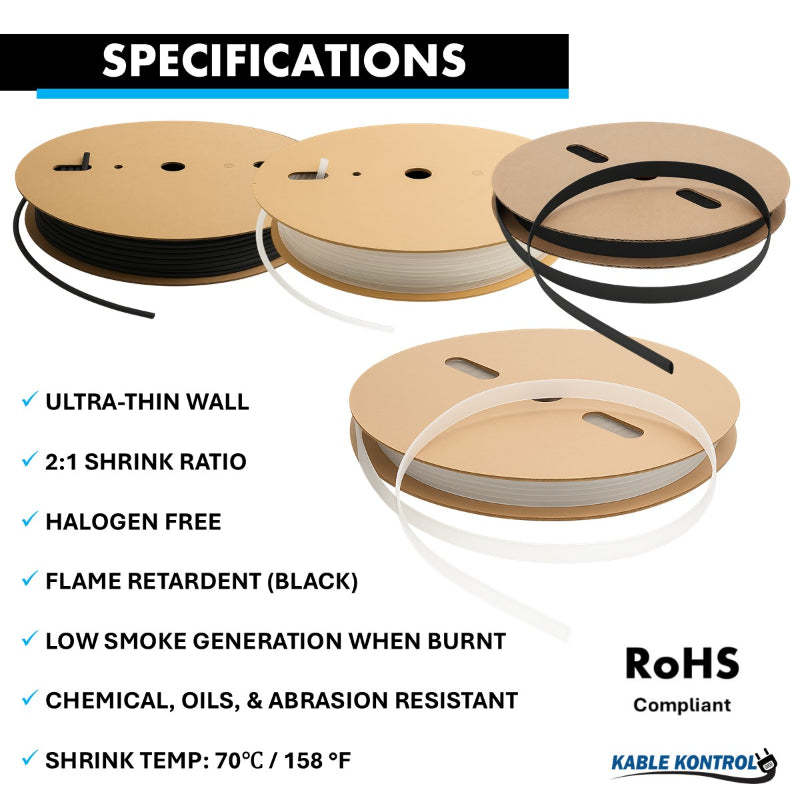 Heat Shrink Tubing - Thin Wall - Polyolefin - 2:1 Ratio