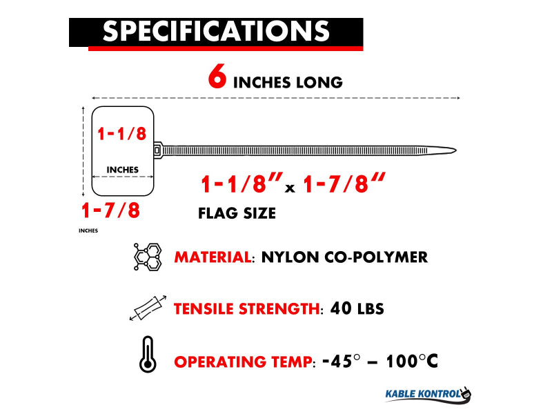 Write On Wide Flag Identification Zip Ties