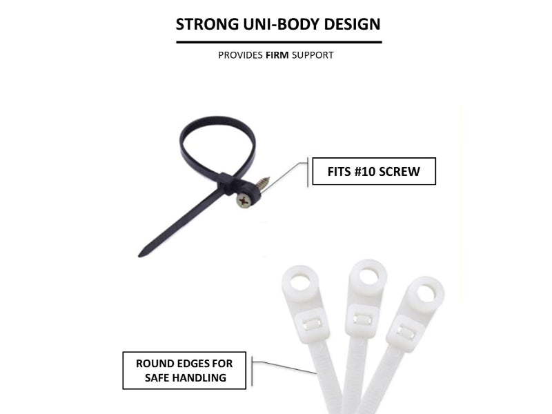 14" Long Screw Mount Cable Ties - 50 Lb Tensile Strength - 100 Pack - UV Black
