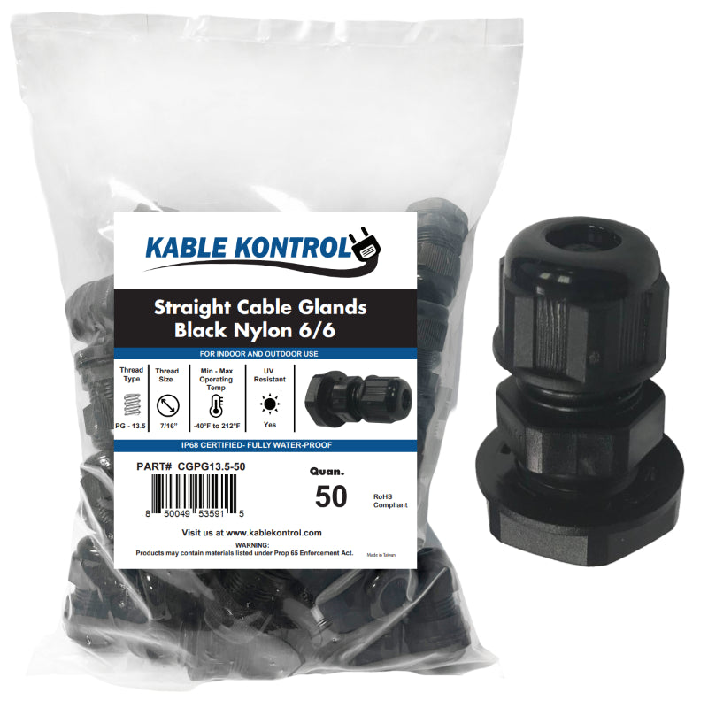 Straight Nylon Cable Glands - PG Thread