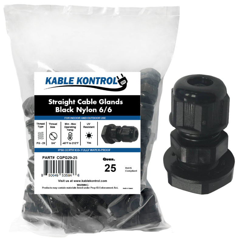 Straight Nylon Cable Glands - PG Thread