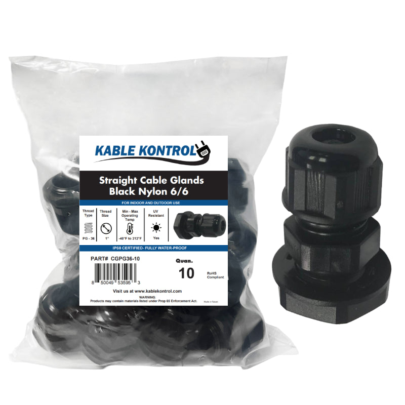 Straight Nylon Cable Glands - PG Thread