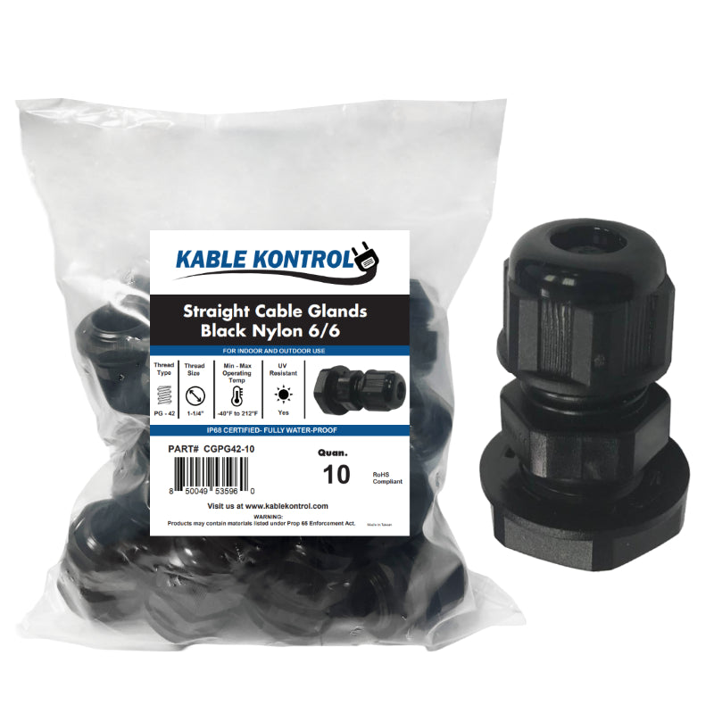 Straight Nylon Cable Glands - PG Thread