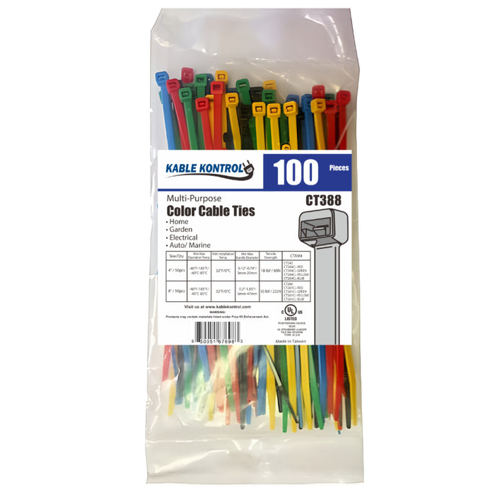 Assorted Zip Tie Kit - 100 Pcs