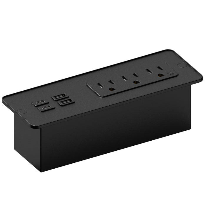 Flush Mount Desktop & Bedside Power Strip with USB C Port