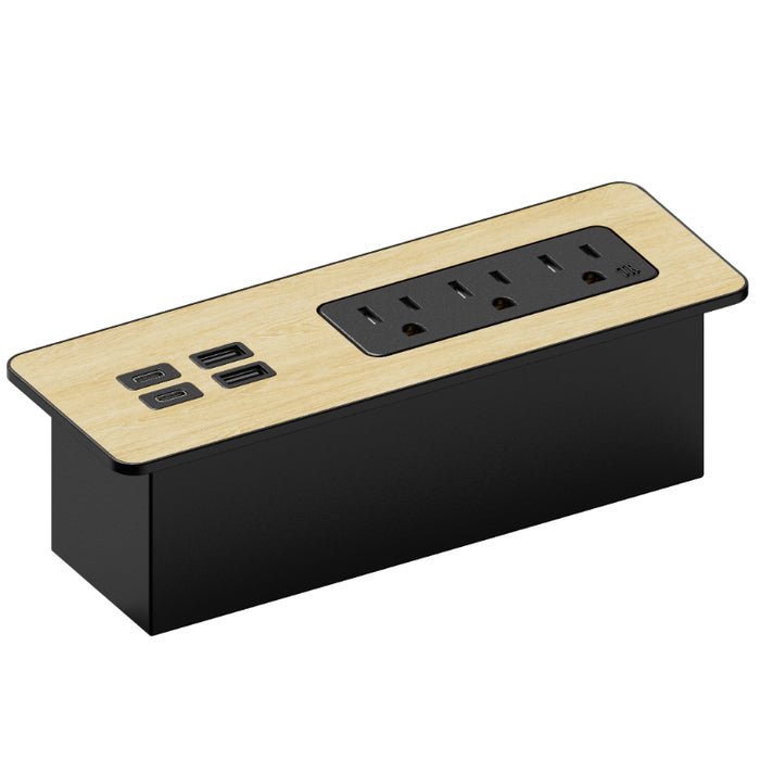 Flush Mount Desktop & Bedside Power Strip with USB C Port