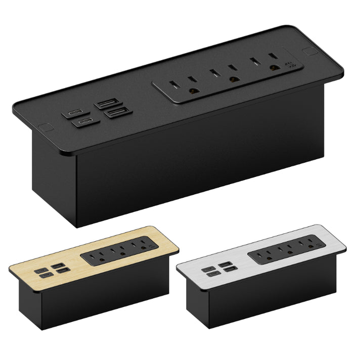 Flush Mount Desktop & Bedside Power Strip with USB C Port