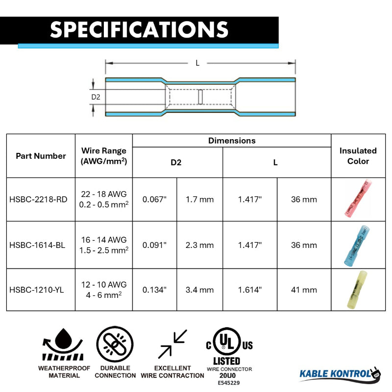 Heat Shrink Butt Splice Connector - Insulated