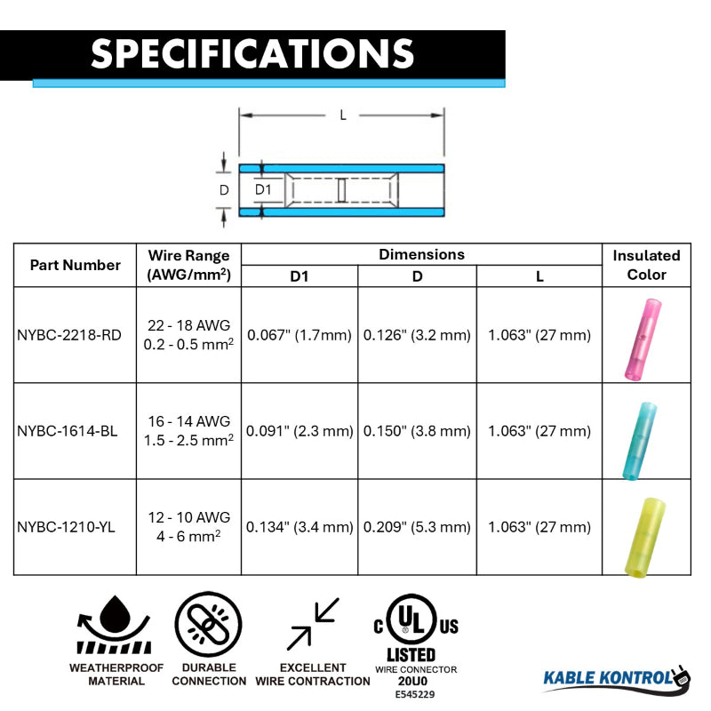 Butt Splice Connector - Nylon Insulated
