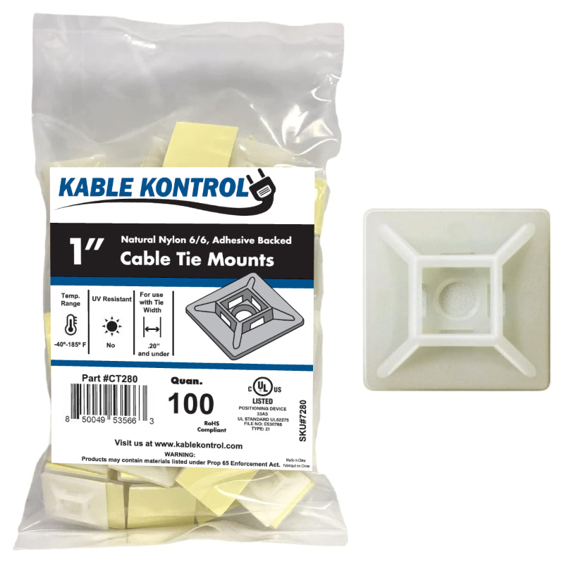 Cable Mount Small Adhesive Cable Tie Mounts — KABLE KONTROL