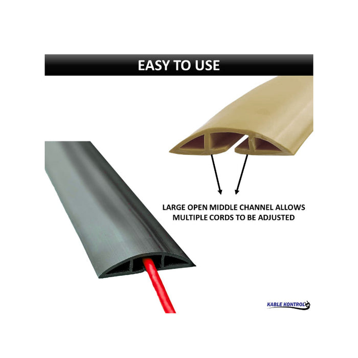 PVC Floor Cord Cover Kit - 15' Long - Tan