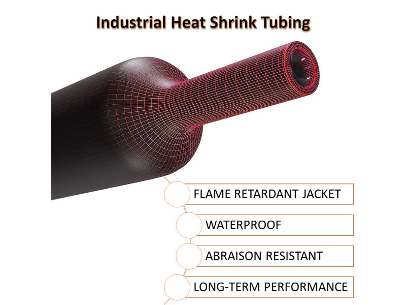 3:1 Heat Shrink Tubing - Dual Wall Adhesive Lined Polyolefin - 1/8" Inside Diameter - 4' Long Stick - Black