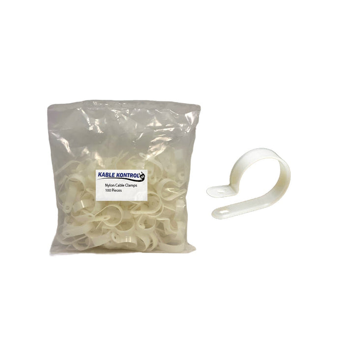 Nylon Plastic Cable Clamps - 1" Diameter - 100 pcs - Natural White