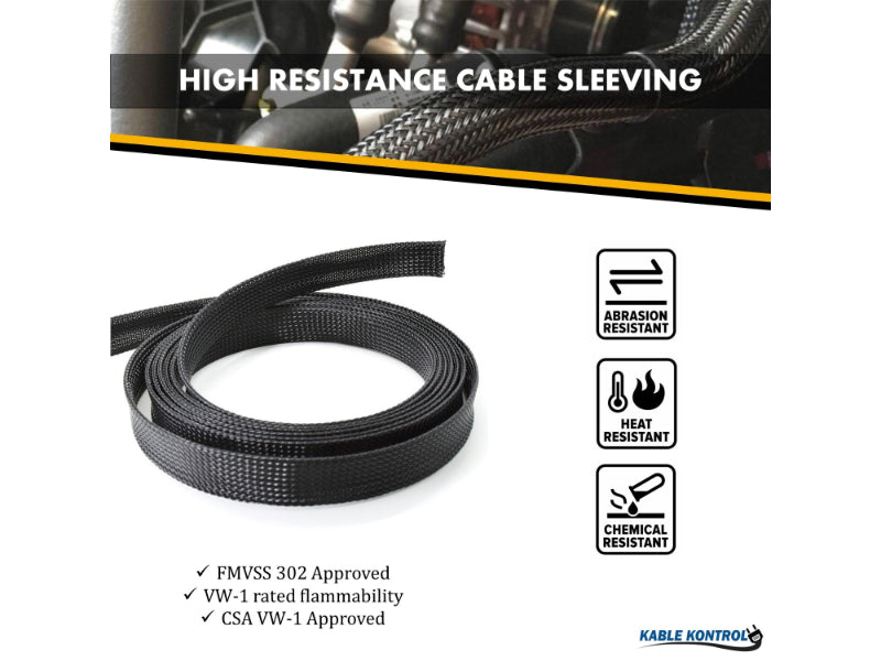 Expandable PET Braided Cable Sleeving - Yellow