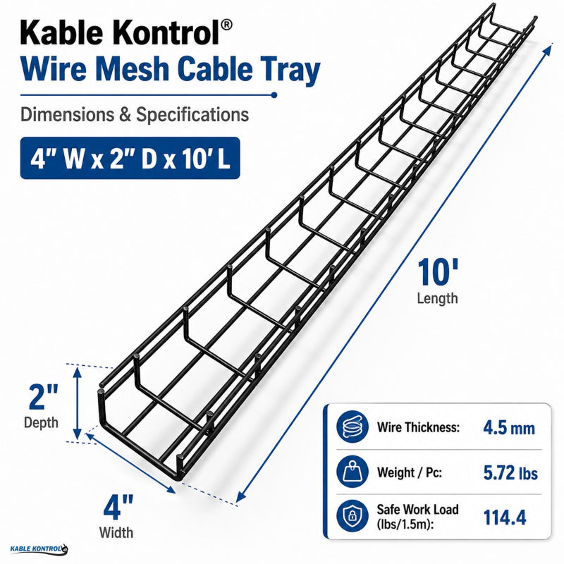 Wire Mesh Cable Tray Black Coated